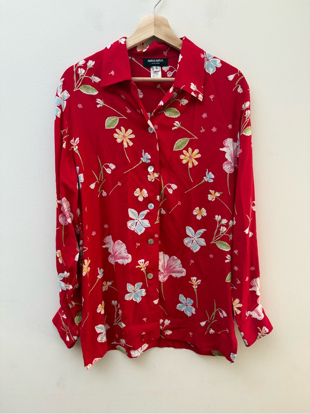 Nira Nira Red Floral Button-Down Shirt